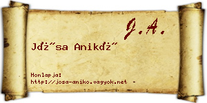 Jósa Anikó névjegykártya